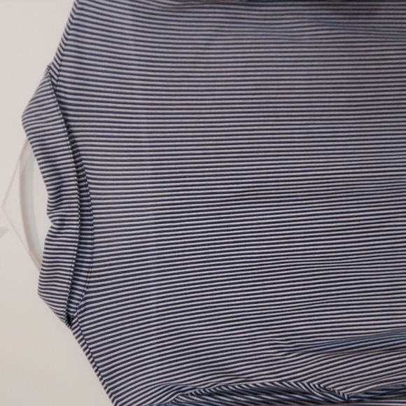 Blue and white striped long or rolled sleeve button down shirt by Eden & Olivia - Picture 11 of 11